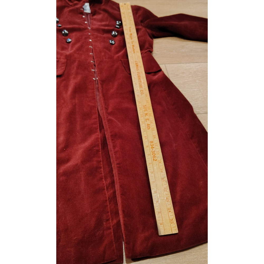 Newport News Velvet Military Longline Jacket Burgundy Red Sz 8 Y2K - Picture 9 of 9